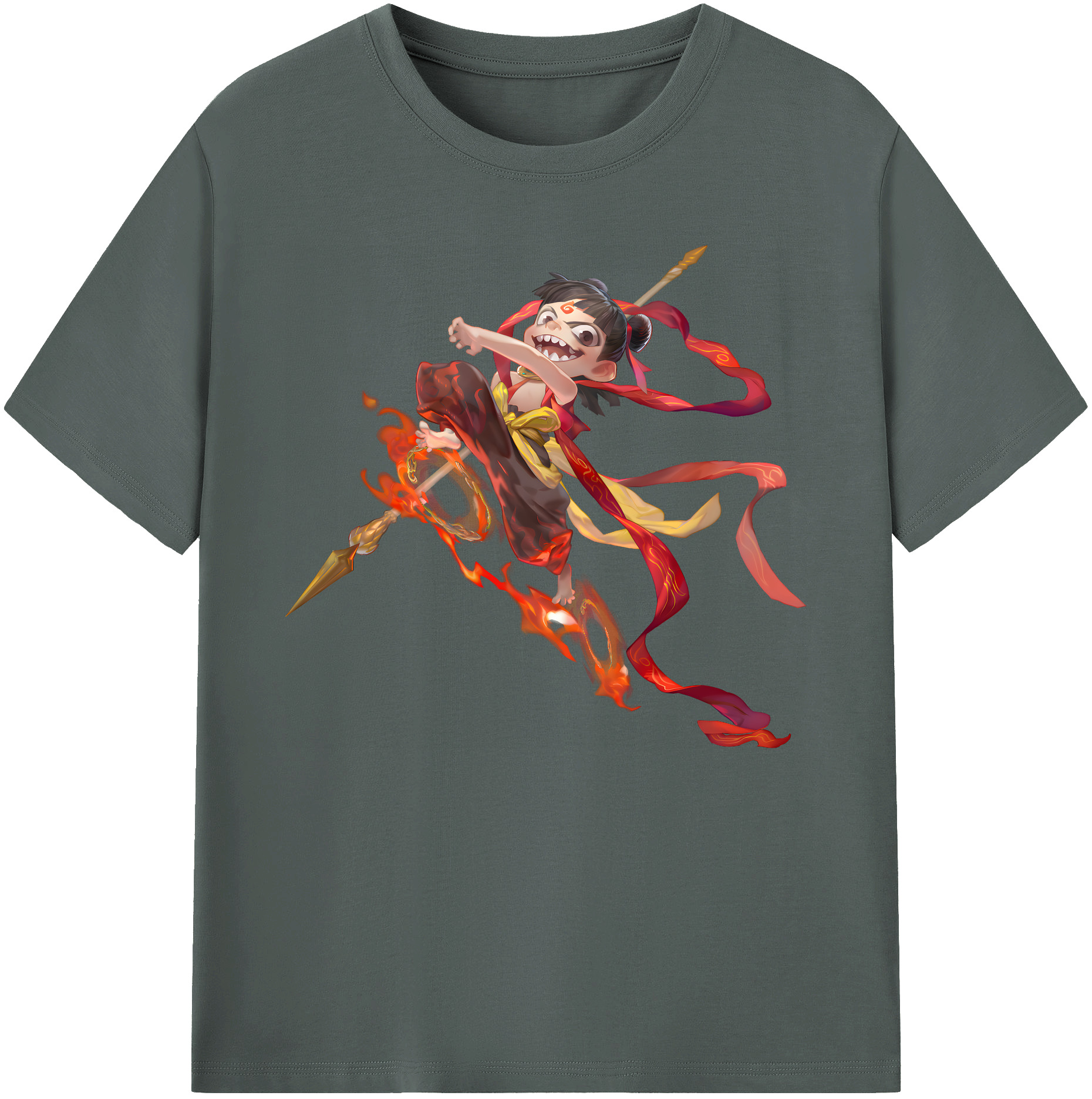 （画像用） Ne Zha 2 ナタ 魔童の大暴れ 綿100％ メンズ半袖Tシャツ｜肌触りやわらか＆通気性